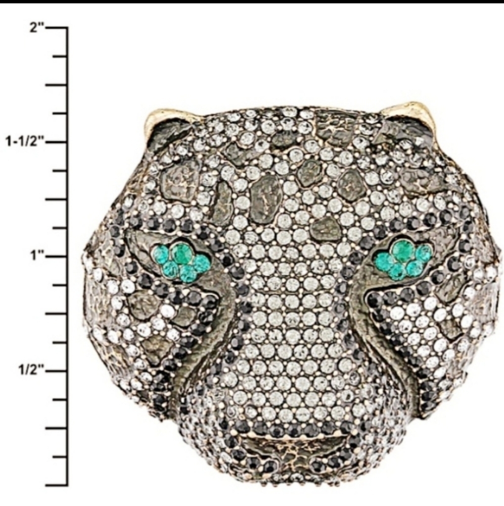 SWAROVSKI ANTIQUED GOLD TONE CHEETAH NECKLACE - Picture 6 of 8